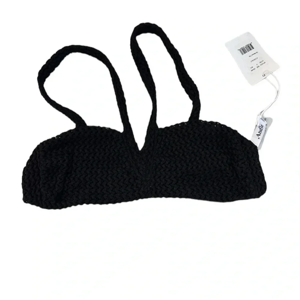 Andie Swim X Demi Moore The Monaco Top in Black Women's Bikini Size Small NWT